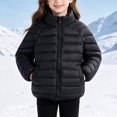 thumbnail image 2 of Kogui Kids Stand-Collar Puffer Jacket Hoodless Zip-Up Lightweight Winter Coat Ages 12M-8Y 7T 8T (Black,7-8 Years), 2 of 7