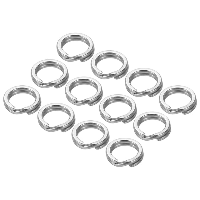 Unique Bargains , 0.42 x 0.31' Fishing Split Rings Fishing Swivel Stainless Steel Rings with Double Flattened Connectors,100 PACK