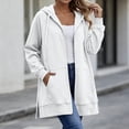 thumbnail image 5 of Zysthvn Tunic Womens Full Zip Hoodie Fall Drawstring Casual Sweatshirt Womens Loose Fit Long Sleeve Solid with Pockets Tops, 5 of 9