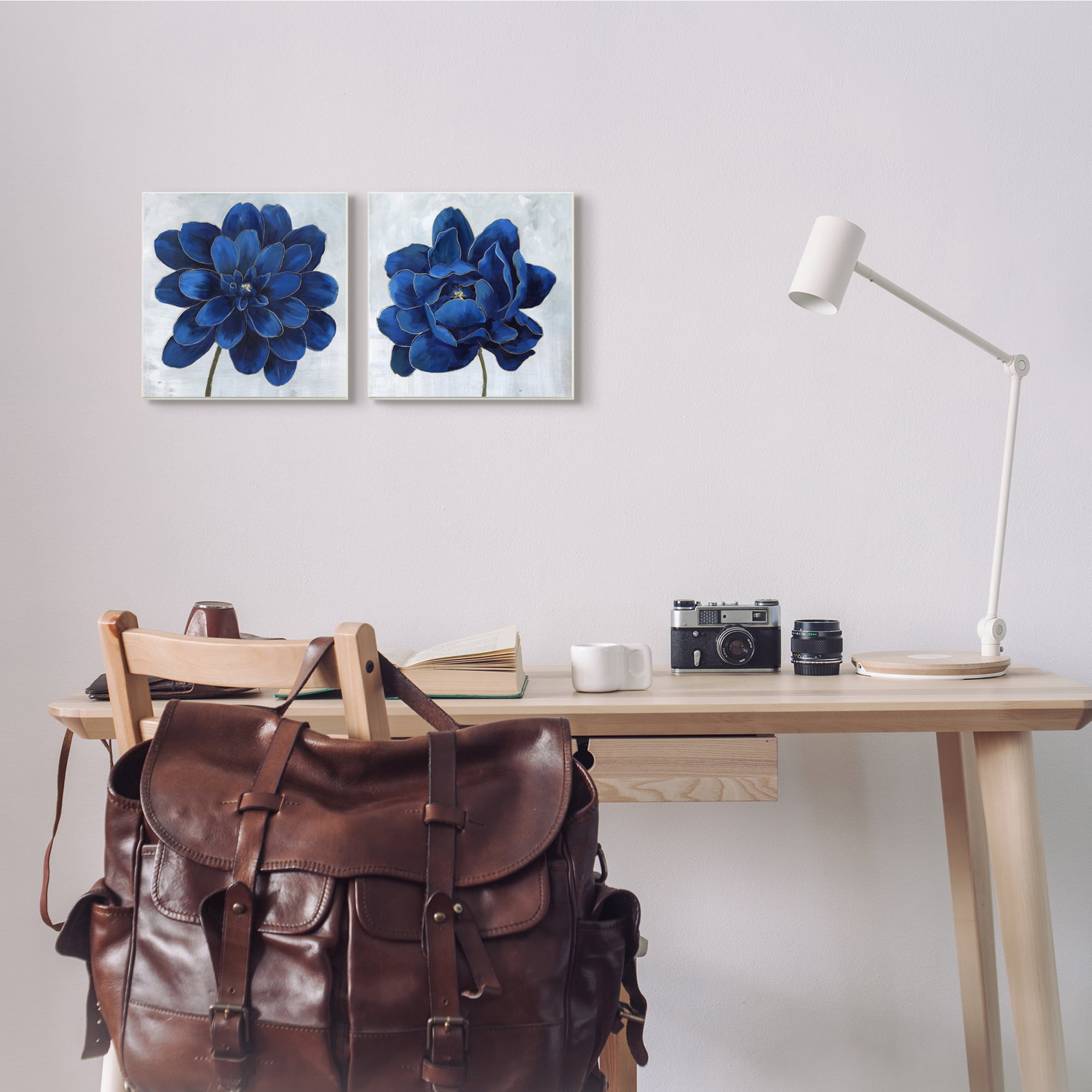 Stupell Indtries Bold Royal Blue Florals Blooming Chic Petal Flower,12 x 12,Design by Nan