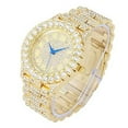 thumbnail image 3 of Women's Big Rocks Bezel Colored Dial with Roman Numerals Fully Iced Out Watch - ST10327LA (ST10327LARNTN Gold), 3 of 6