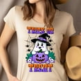 thumbnail image 4 of Trick Or Treat Ghost Shirt Halloween Witch Hat Pumpkin Tee, Ash, Size S, 4 of 6