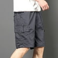 thumbnail image 6 of Mens Shorts Clearance Multi-Pocket Button-Front Zipper Outdoor Shorts Cargo Bermuda Shorts Gray L, 6 of 6