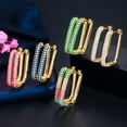 thumbnail image 2 of Gold Plated Multicolor Cubic Zircon Ladies Party Geometric Huggie Hoop Earrings, 2 of 9