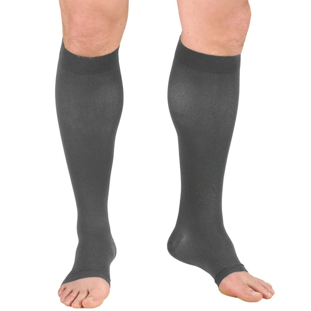 Truform Knee High Stockings, Open Toe: 20 - 30 mmHg, Gray, X-Large