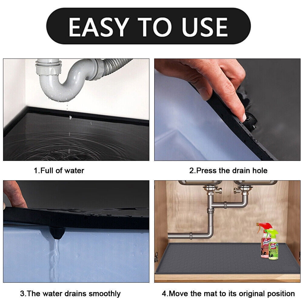 Cocobaby 34" x 22" Under Sink Mats Kitchen Silicone Under Sink Liner Silicone Cabinet Mat