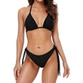 thumbnail image 1 of Femmes Triangle Licol Bikini Ensembles Pompon Solide Maillots de Bain Sans Dos, 1 of 6