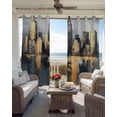 thumbnail image 6 of Gold Black Building Kitchen Curtains Modern Chic City Oil Painting Cafe Short Curtains for Bathroom Blackout Window Curtain Grommet Small Window Treatment Drapes for Bedroom Living Room 52"x45"x2, 6 of 9