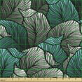 thumbnail image 2 of Ambesonne Tropical Fabric by the Yard Upholstery, Line Exotic Leaves Boho, 1 Yard, Turquoise Charcoal Grey, 2 of 5