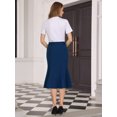 thumbnail image 5 of DARING DIVA Women Fishtail High Waist Belted Work Midi Mermaid Skirts L Royal Blue, 5 of 7