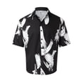 thumbnail image 3 of Camisas Hombre Vestir Camisa de seda de hielo de verano para hombre Camisa de manga corta suelta informal de mangas Wind Design Sense (Black, M), 3 of 7