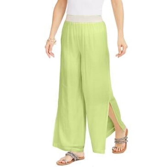 MSRP $59 Thalia Sodi Wide-Leg Pull-On Pants Green Size 2XL