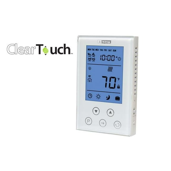 120-208-240V Programmable Thermostat, White - 15A