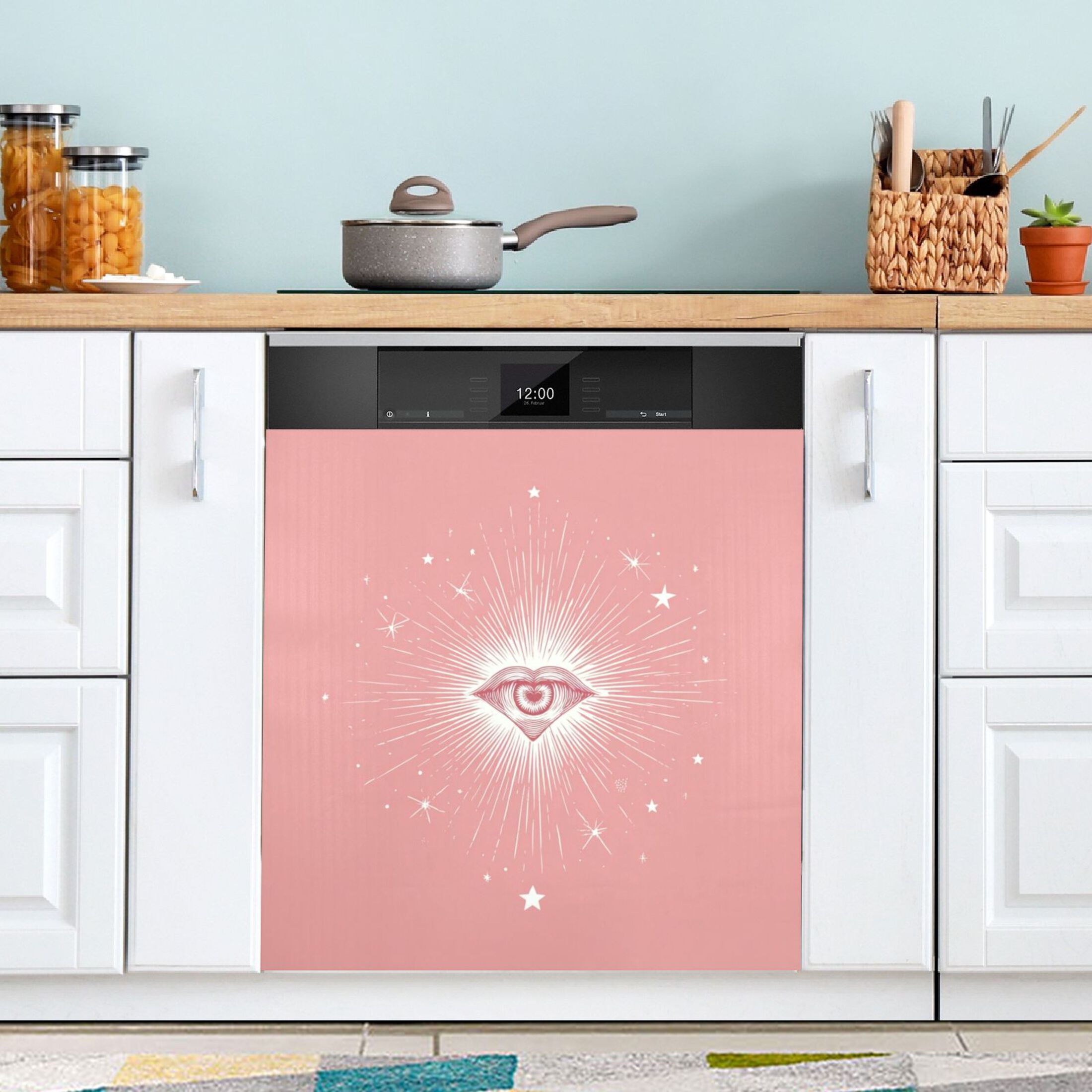 IAUYY Magnetic decorative sticker - 23x26 Inch PVC Refrigerator Decorative Cover, Removable DIY Art for Kitchen Appliances A Heart-shaped