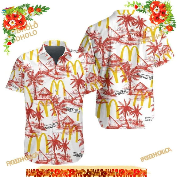 Mcdonald Food Hawaiian Shirt, Tropical Flower Aloha Shirt