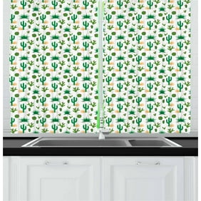 Cactus Curtains 2 Panels Set Colorful Pretty Succulent