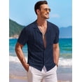 thumbnail image 2 of COOFANDY Men's Short Sleeve Knit Polo Shirt Vintage Button Down Casual Summer Polo Beach Tops, 2 of 6