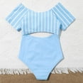thumbnail image 4 of URMAGIC Girl's One Piece Striped Swimsuit Cute Cut Out Bathing Suit Swimwear 7-14 Years, 4 of 4