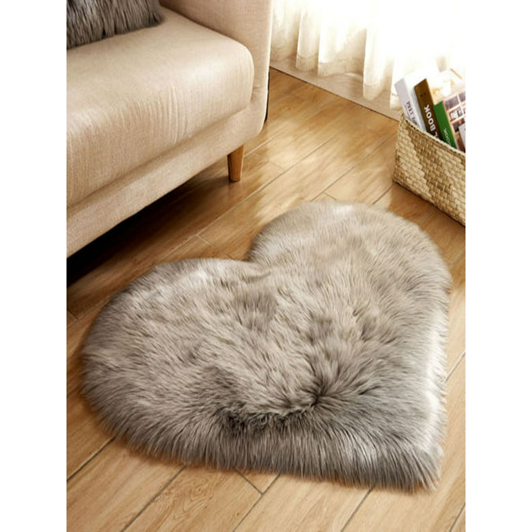 Soft Area Rug Shaggy Heart Shaped Rugs Carpet Bedroom Fluffy Fur