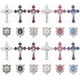 thumbnail image 1 of 1 caja de 12 amuletos para rosario, 6 colores, 2 estilos, medallas de Pascua, aleación de plata tibetana, crucifijo rojo grande, conector para festival., 1 of 5
