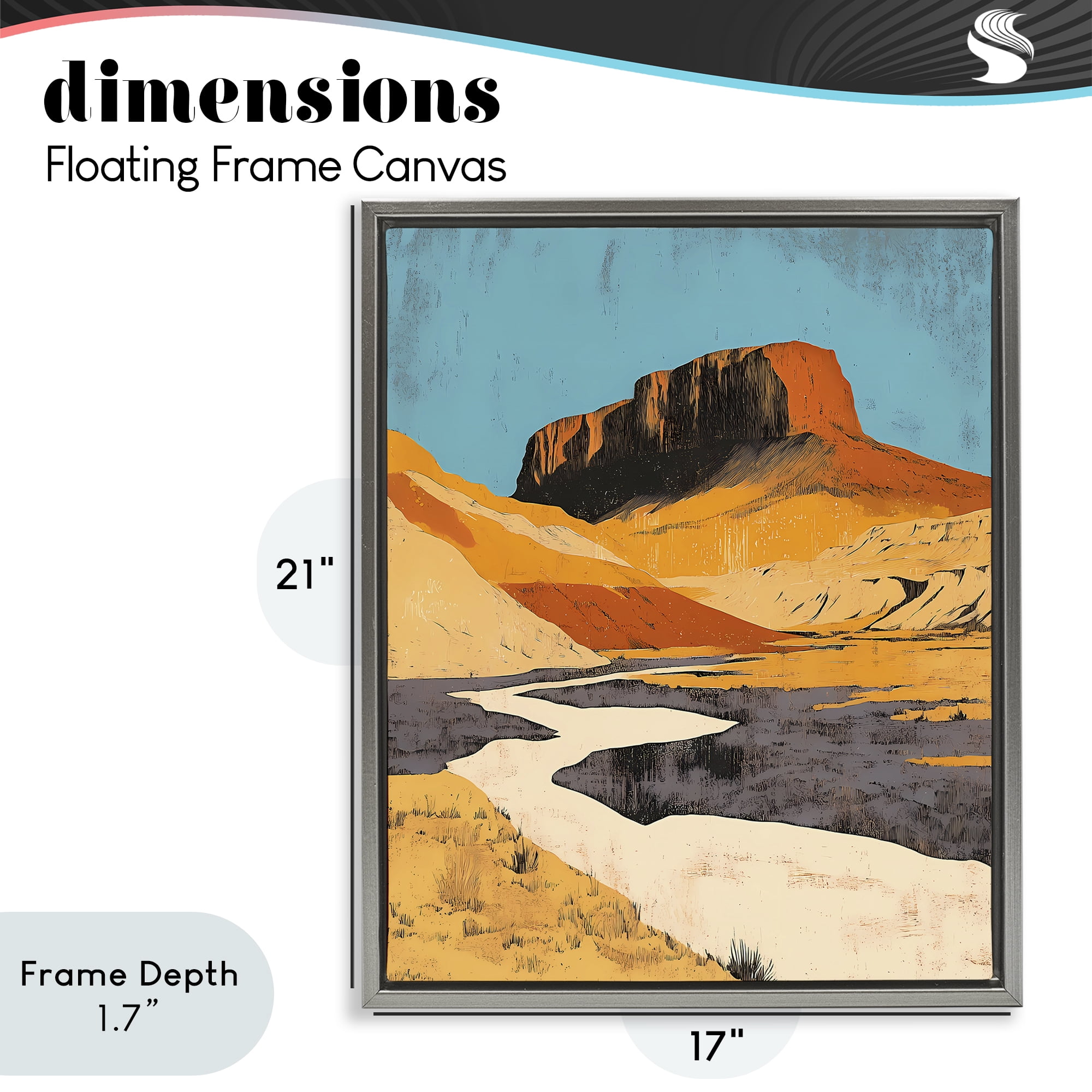Stupell Industries Vintage Canyon Pass Gray Framed Floater Canvas Wall Art, design by Walker Noble