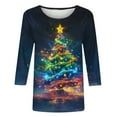 thumbnail image 4 of Christmas T Shirts for Women Long Sleeve Pullover Xmas Tree Print Lights Graphic Casual Holiday Winter Tops, 4 of 4