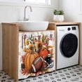 thumbnail image 3 of Pumpkin Football Fall Cabinet Curtain 35"Wx35"L,Dustproof Under Sink Skirt W/ Self Adhesive Tape,Thanksgiving Sunflower Maple Leaf Cabinet Curtain Cover for Kitchen Sink,Bathroom Vanity,Laundry Room, 3 of 9
