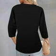 thumbnail image 7 of Jewelreauty Elbow Length Tops for Women Casual Crewneck Basic Tee Shirts Summer Loose Going Out Blouses (XL, Black), 7 of 7