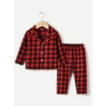 thumbnail image 2 of Bagilaanoe 2pcs Little Boy Girl Pajamas Sets Plaid Long Sleeve Shirts Tops + Pants 4T 5T 6T 7T 8T 9T Kids Loungewear Sleepwear, 2 of 9