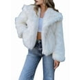 thumbnail image 2 of Women'S Faux Fur Coat Faux Fur Jacket Long Sleeve Lapel Winter Jackets Parka Short Coat White XXL, 2 of 8