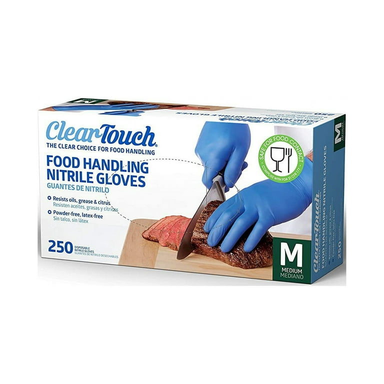 Clear-Touch Disposable Medium Nitrile Gloves, FDA Approved, 500 ct