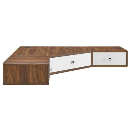 UPC: 0889654931898 | Transmit 47  Wall Mount Corner Walnut Office Desk-EEI-5862-WAL-WHI