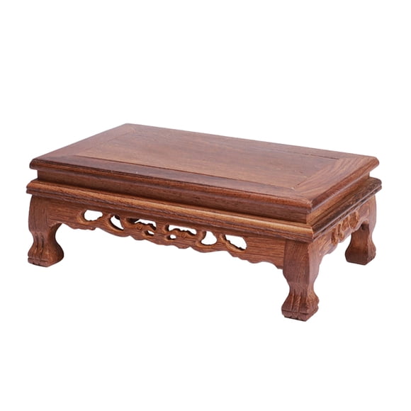 Expositor de madera chino para muebles orientales, base de madera rectangular, pedestal con bola de cristal para mesa de salón o hogar
