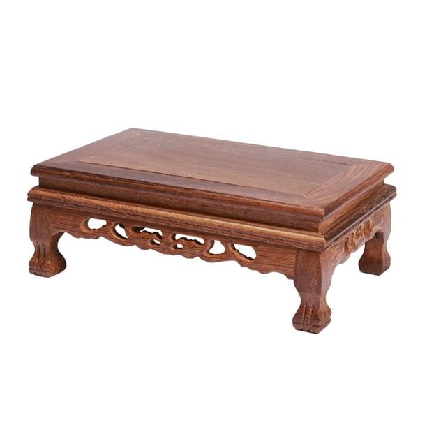 Expositor de madera chino para muebles orientales, base de madera rectangular, pedestal con bola de cristal para mesa de salón o hogar