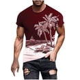 thumbnail image 1 of Camisetas de Manga Larga para Hombres Imprimir Fallow Cuello Redondo Camiseta, Moda Casual Manga Corta Mezcla de Algodón/Lino, 1 of 9