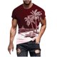 thumbnail image 1 of Camisetas de Manga Larga para Hombres Imprimir Fallow Cuello Redondo Camiseta, Moda Casual Manga Corta Mezcla de Algodón/Lino, 1 of 9