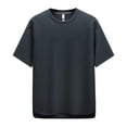 thumbnail image 3 of Mens T-Shirts Short Sleeve Pack Crew Neck Athletic Running Gym Workout Tee Shirt Streetwear Baggy Undershirt Cotton Tops Summer Soft Plain Short Sleeve (Grey,XXXL), 3 of 5
