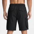thumbnail image 5 of KeShDi Cargo Shorts Mens Workout Shorts Sleep Shorts Men's Solid Color Pocket Bandage Button Elastic Waist Casual Fashion Cargo Shorts Black M, 5 of 6