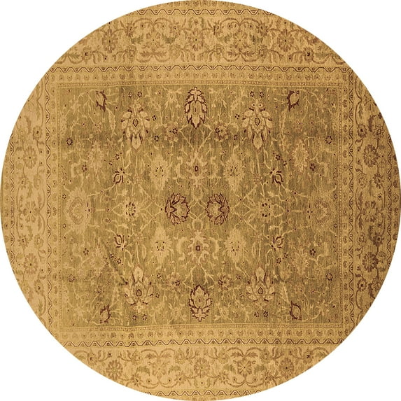 Ahgly Company Indoor Round Oriental Brown Industrial Area Rugs, 5' Round