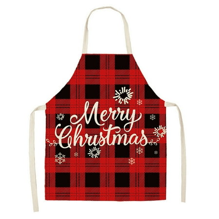 

KEUSN Christmas Kitchen Cooking Aprons Black And Red Plaid Aprons Adjustable Buffalo Plaid Baking Apron Grilling Christmas Apron With Snowflake ...