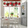 thumbnail image 3 of Christmas Poinsettia Kitchen Curtain Valances Red and Green Blooming Small Window Valances with Rod Pocket Merry Xmas Bedroom Bathroom Laundry Short Curtains Decoration, 52x18inch, 3 of 6