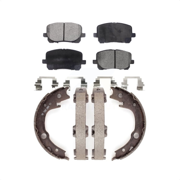 Transit Auto - Front Rear Ceramic Brake Pads And Parking Shoes Kit For Toyota Corolla Matrix Pontiac Vibe KTN-100300