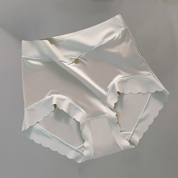 Puntoco Ropa interior para mujer, calzoncillos de cintura media alta con encaje, sexys, para levantar la cadera y tensar el abdomen, de satén de seda helada, sin costuras, ligeros y transpirables,