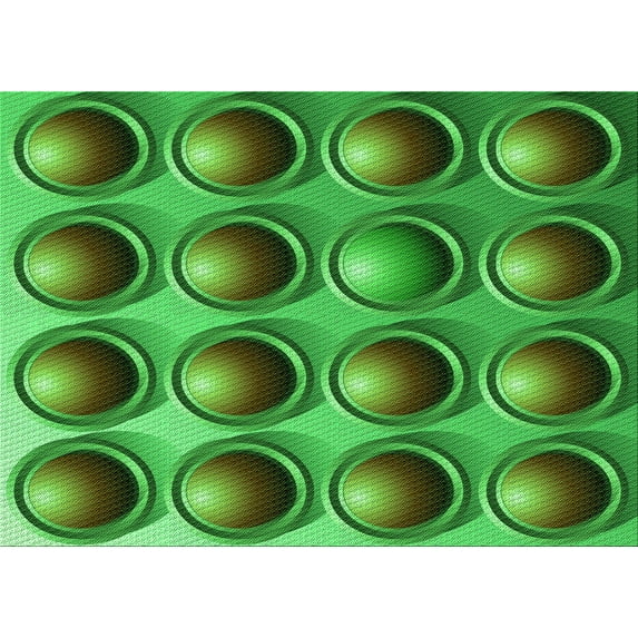 Ahgly Company Machine Washable Indoor Rectangle Transitional Neon Green Area Rugs, 5' x 7'