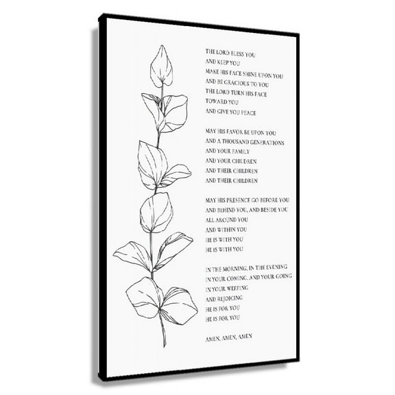 The Blessing Elevation Worship Lyrics Wall Art Print Numbers 6 24-26 Bible Verse Wall Art Botanical Print for Christian Home Decor Living Room