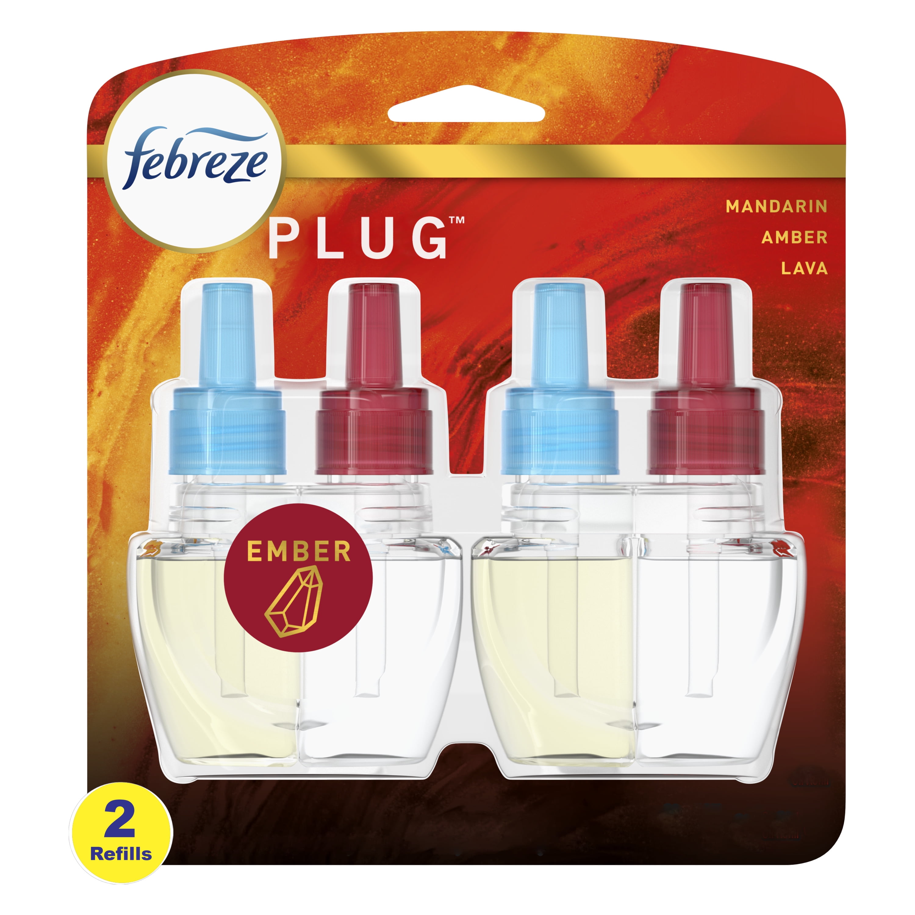 Febreze Origins Fade Defy PLUG Air Freshener & Odor Eliminator, Ember (2) .87 fl. oz. Oil Refills