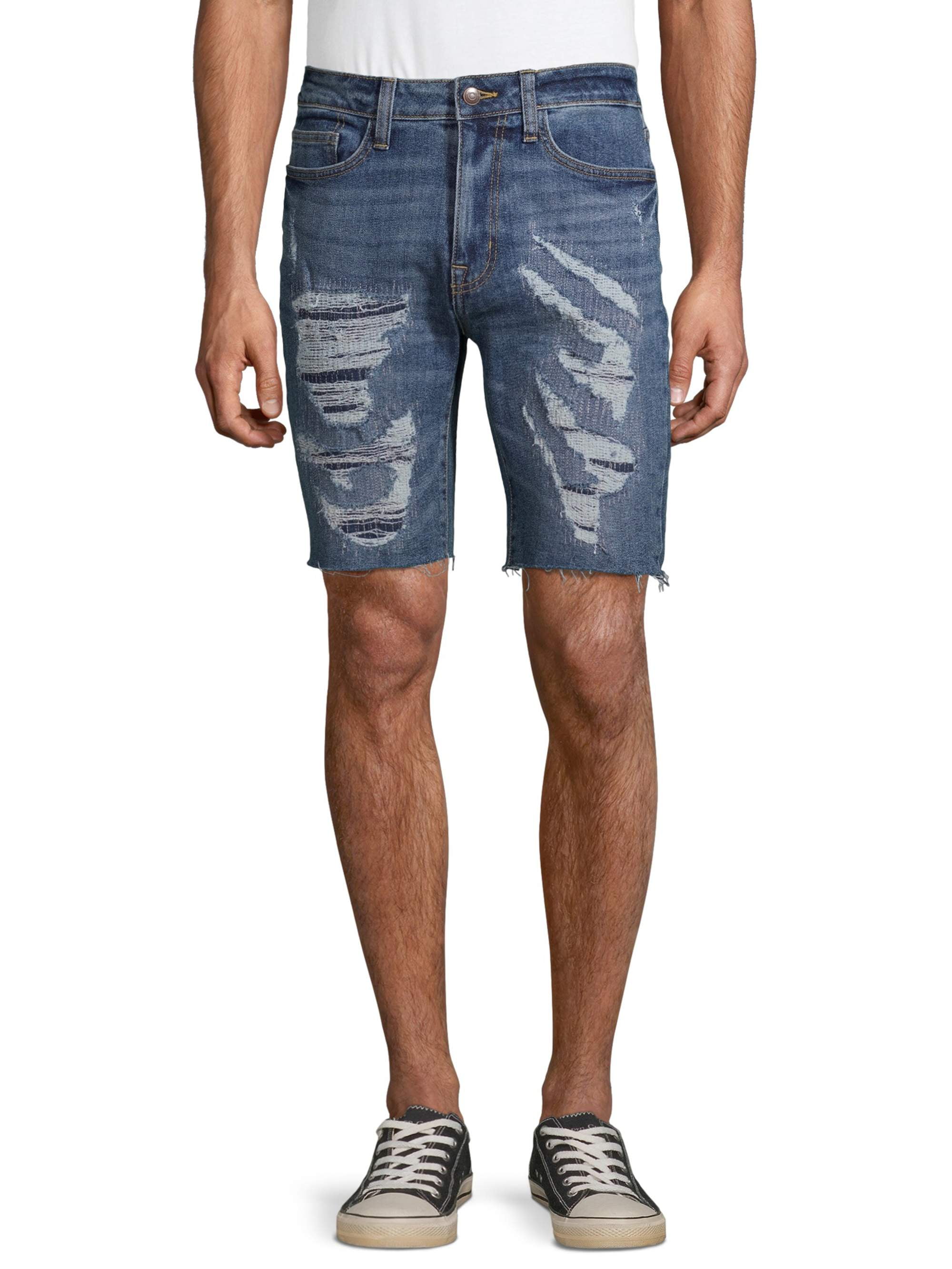 mens grey jean shorts