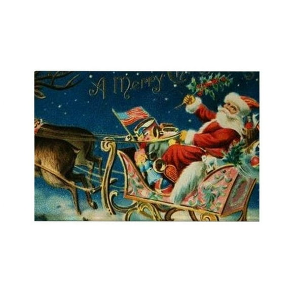 CafePress - Vintage Santa Claus Sleigh Christmas Holiday - Rectangle Magnet, 2"x3" Refrigerator Magnet