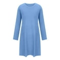 thumbnail image 4 of Solid Color Nightgowns for Women Crewneck Long Sleeve Sleepshirt Soft Comfy Dressy Pajamas Casual Sleepwear Sky Blue L, 4 of 4