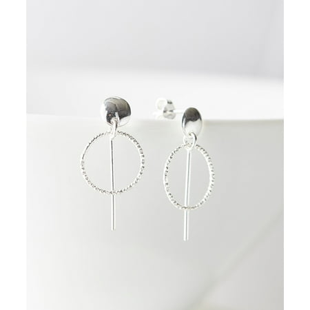 Sterling Silver Dots - Sterling Silver Twist Dot Hoop Drop Earrings